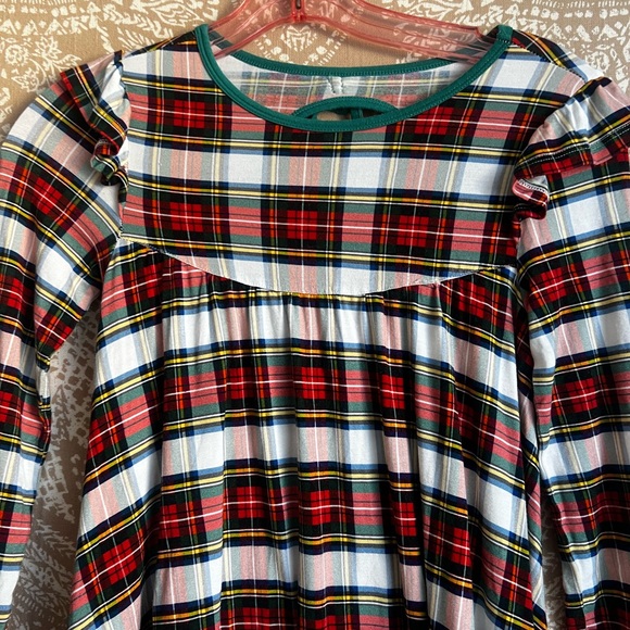 Free Birdees Holiday Christmas Plaid Bamboo Twirl Dress Girls Size 8 - Picture 3 of 5